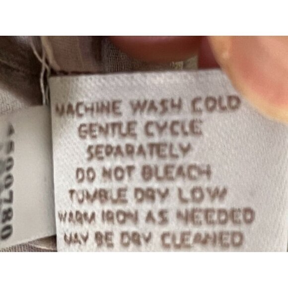 Chicos Animal Print Top XL Brown Sheer Pintuck Neutral Minimalist Resort Classic - Picture 8 of 13